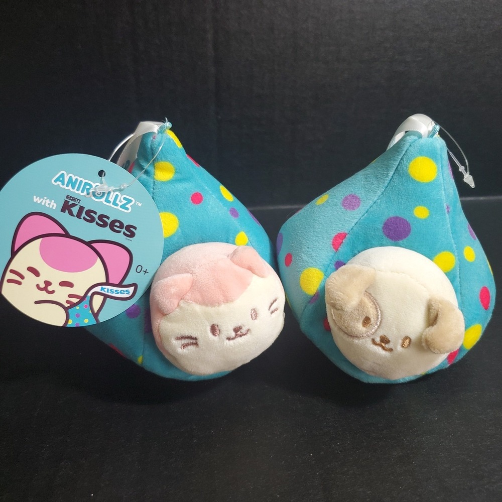 Anirollz Mini Plush 4.5 inch Kitty Cat & Puppy Dog Birthday Plush‎ Kisses House